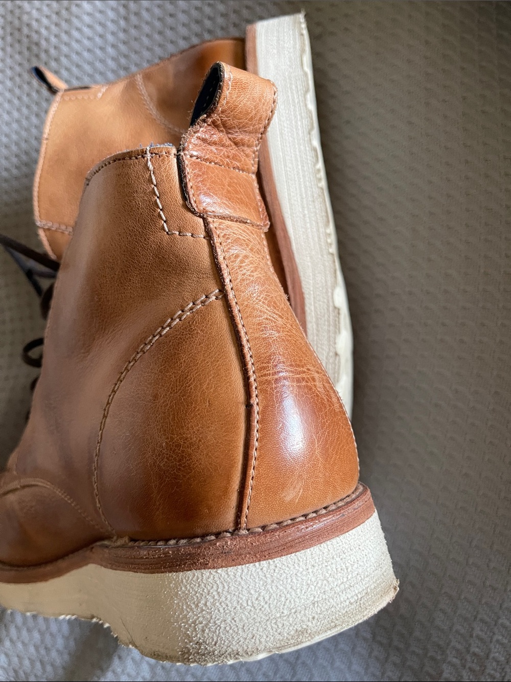 BED|STU Men's Tan Rustic leather Lincoln boots - Picture 6 of 12